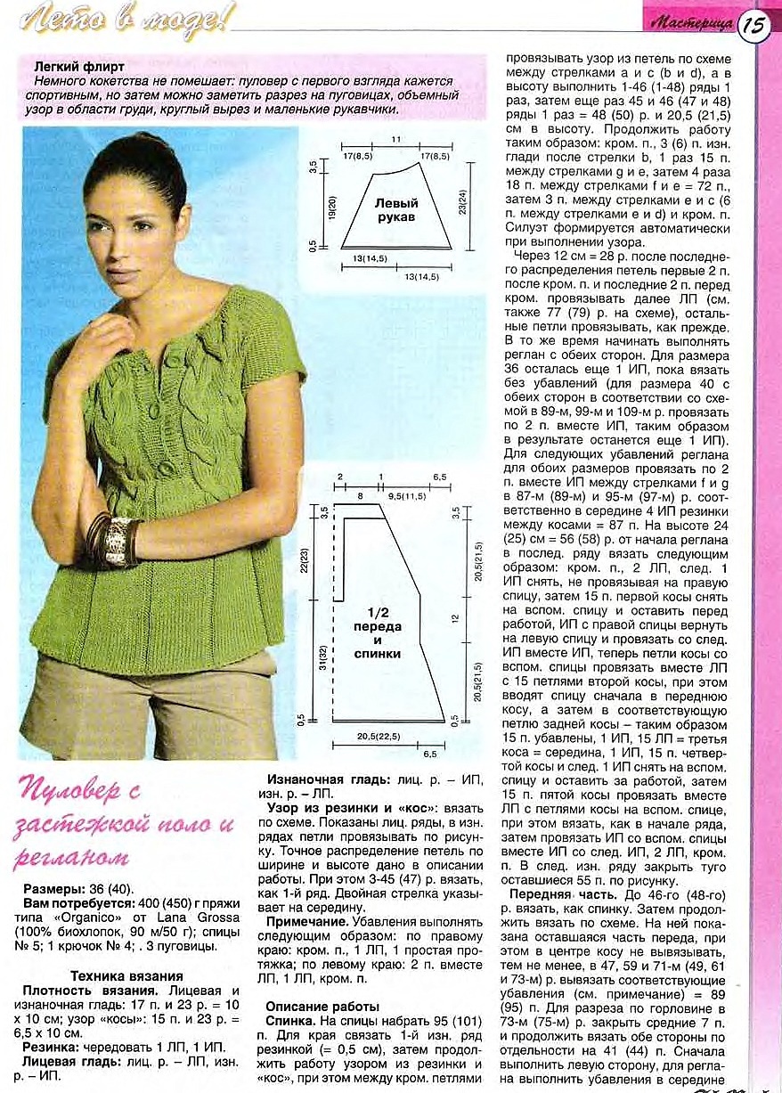 Вязание кофты спицами